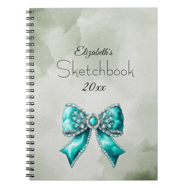 Carnet Elegant Personalized Name Notebook with Bow (Devant)