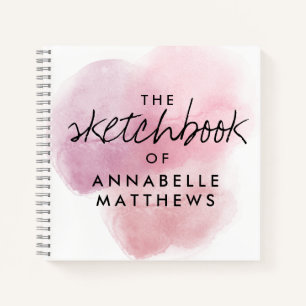 Carnet Elégant Pink Aquarelle Monogramme 