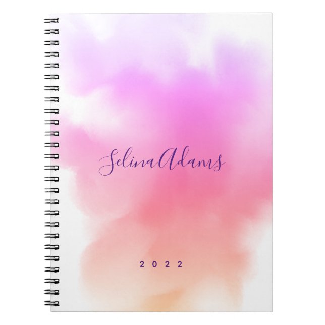 Carnet Elégant Pink Gold Aquarelle Script Abstrait (Devant)