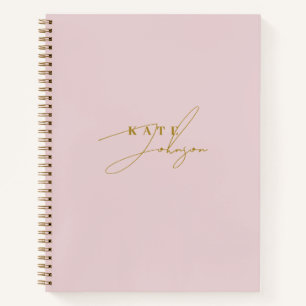 Carnet Élégant Pink Gold Signature Script Monogramme