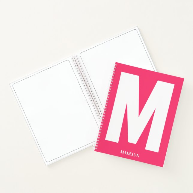 Carnet Elegant Pink , Monogram Name Minimalist modern (Intérieur)