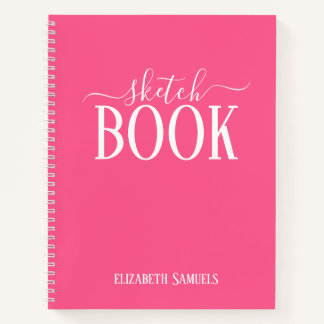 Carnet Elegant Pink Sketch Book with name gift for her