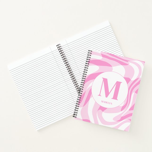 Carnet Elegant pink white personalized name (Intérieur)
