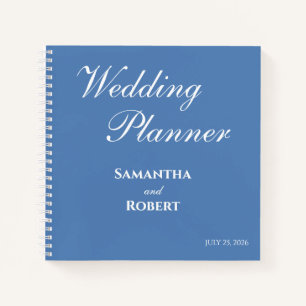 Carnet Élégant Planificateur de Mariage Floral Bleu Pouss