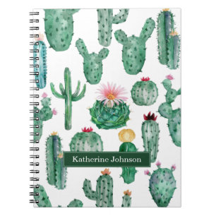 Carnet Elégant Plante Motif de cactus aquarelle