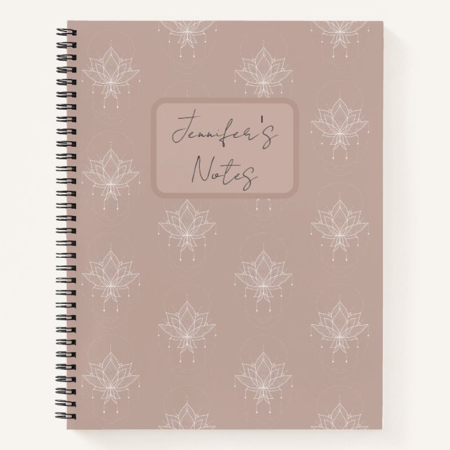 Carnet Elégant Plâtre rose Peach Joli Lotus Floral (Devant)
