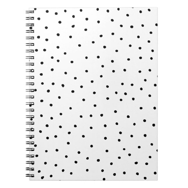 Carnet Elégant pois d'aquarelle noir blanc (Devant)