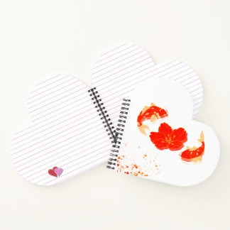 Carnet Élégant Poisson Koi et Art de Fleur Rouge | Style 