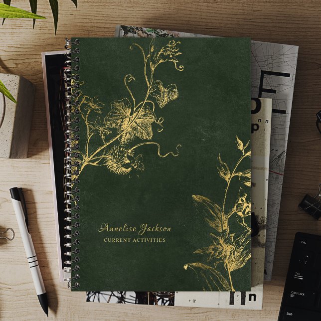 Carnet Élégant professionnel vert foncé et or (Créateur téléchargé)