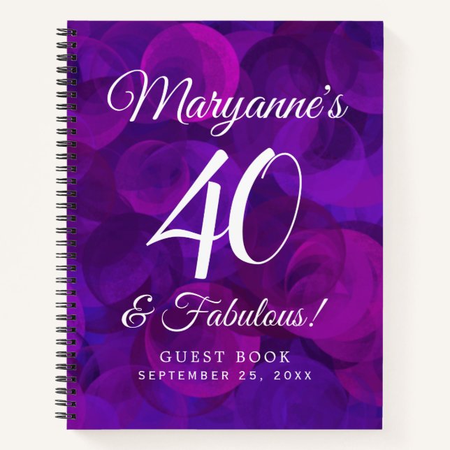 Carnet Elégant Purple 40 et Fabuleux fête d'anniversaire (Devant)
