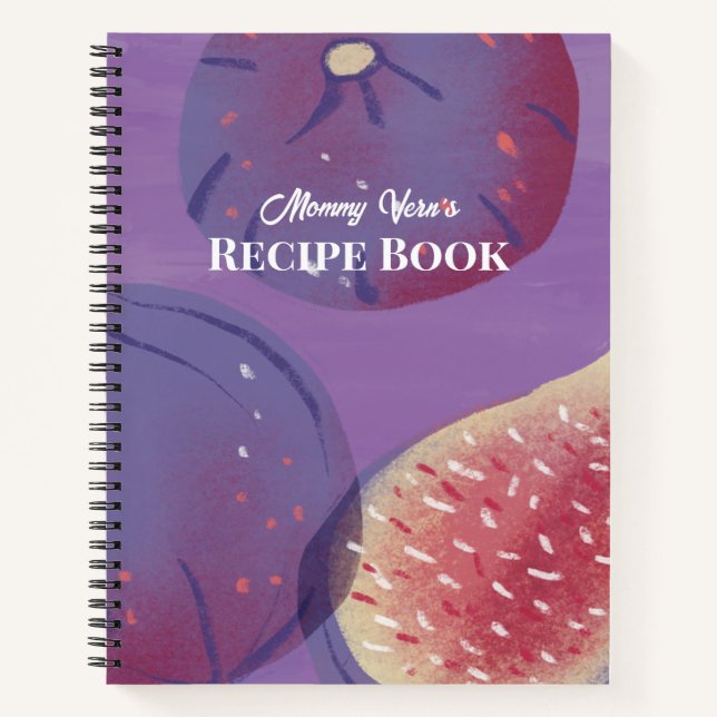 Carnet Elegant Purple Painterly Fig Fruit Recipe (Devant)