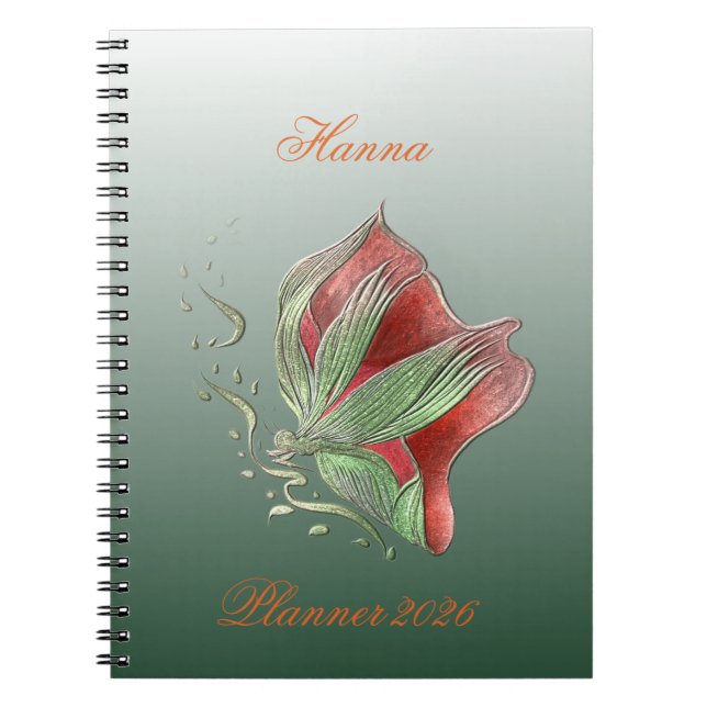 Carnet Elegant Red and Green Spiral Notebook (Devant)