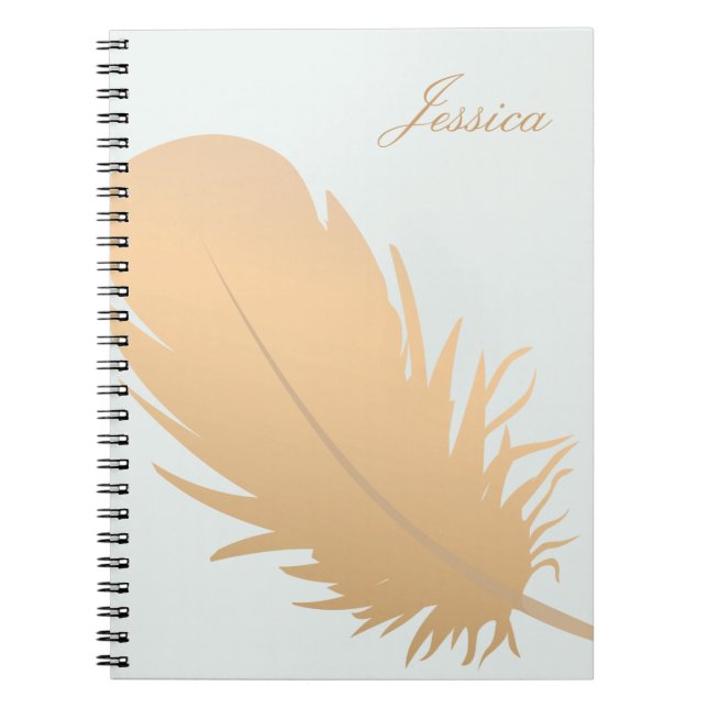 Carnet Elégant Rose de plumes d'or Art personnalisé (Devant)