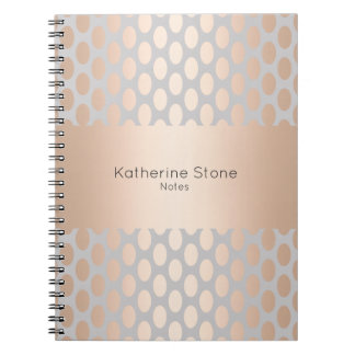 Carnet Elégant Rose de poussins or Pois Motif Grey