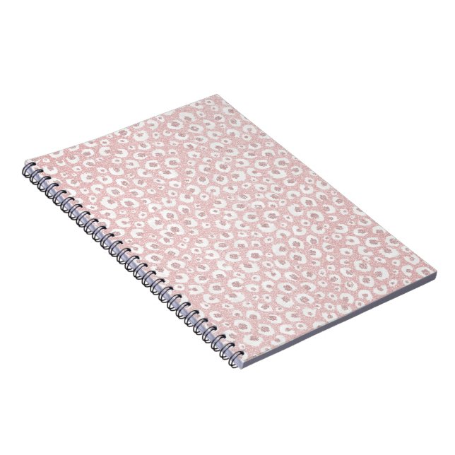 Carnet Élégant Rose Empreinte de léopard or Motif blanc (Côté Droit)