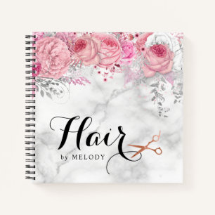 Carnet Elégant rose en cuivre ciseaux en or coiffeuse