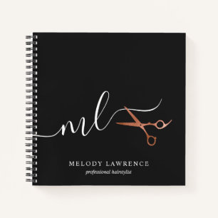 Carnet Elégant rose en cuivre ciseaux en or coiffeuse