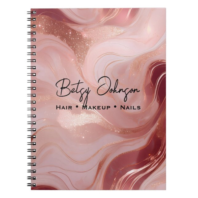 Carnet Elegant Rose Gold and Glitter Marbled (Devant)