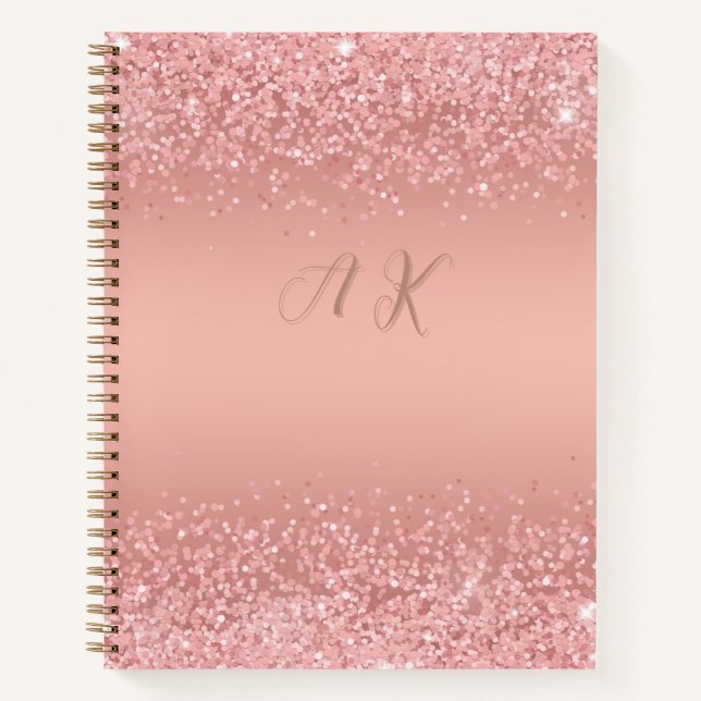 Carnet Elegant Rose Gold Luxe Shimmer Monogram (Devant)