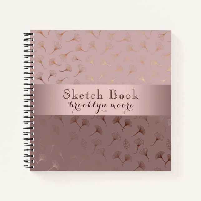 Carnet Elégant Rose Gold Main tiré Floral Journal/ (Devant)