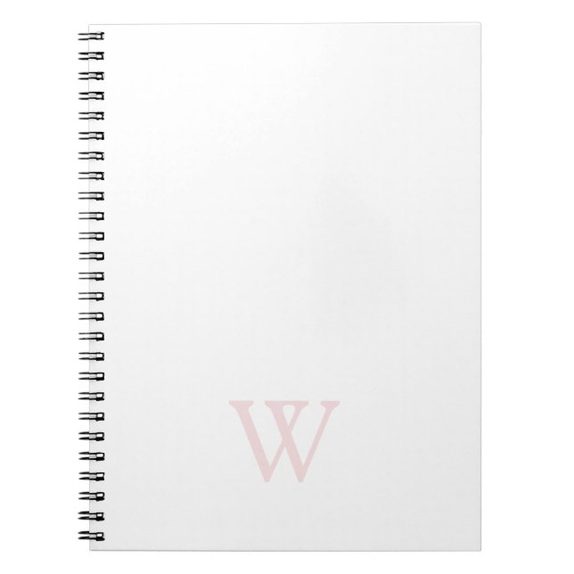 Carnet Élégant rose pâle Monogramme blanc initial (Devant)