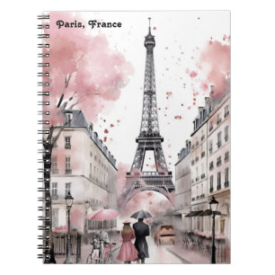 Carnet Elégant Rose Paris France Tour Eiffel romantique