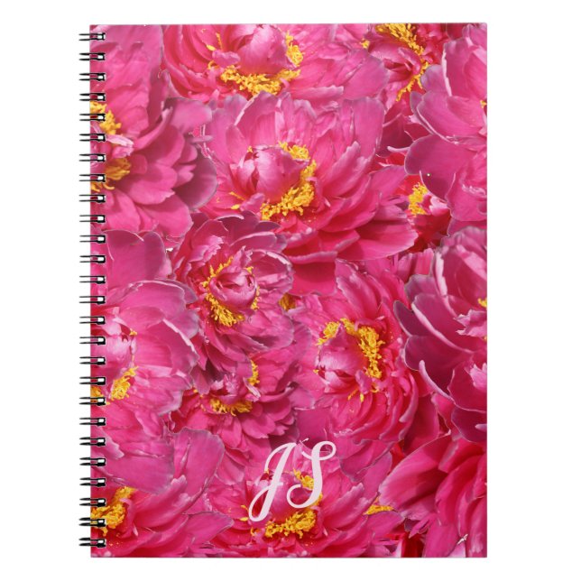 Carnet Élégant rose Peony Stylish Calligraphie Monogramme (Devant)