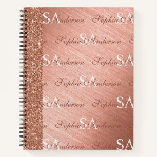 Carnet Élégant rose Rose Parties scintillant or métal Mon