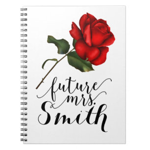Carnet Élégant Rose Rouge Élégant Glam Floral Futur Mme.