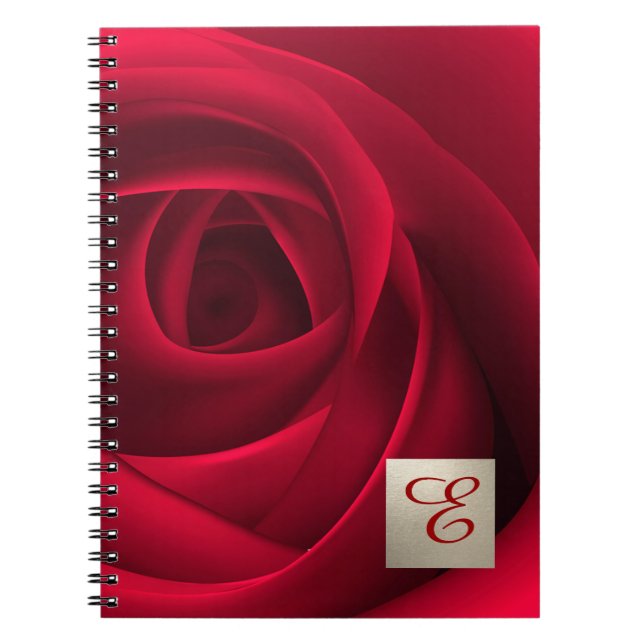 Carnet Élégant Rose rouge personnalisé Monogramme cadeau (Devant)