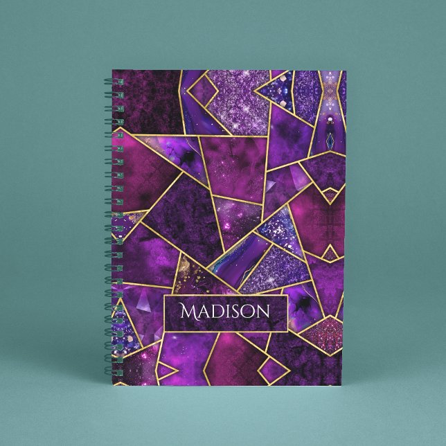Carnet Élégant rose violet girly géométrique (Créateur téléchargé)