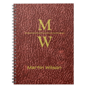 Carnet Elégant Rouge Monogramme Luxe Look Gold Letters