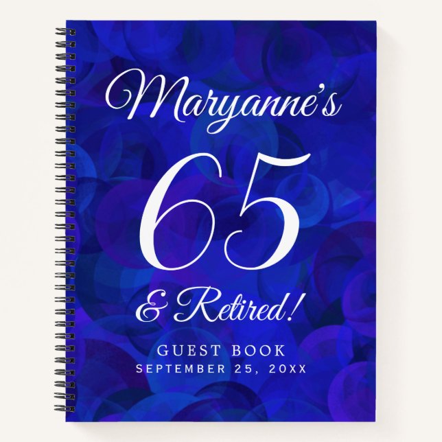 Carnet Elégant Royal Blue 65 & Retraité Retirement Party (Devant)
