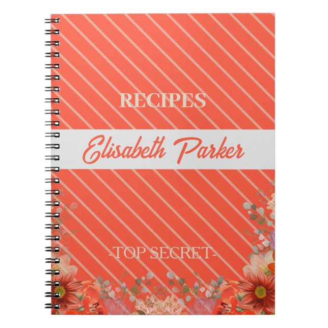 Carnet Elegant rustic floral kitchen cookbook recipes (Devant)