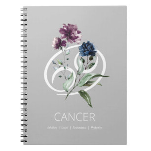 Carnet Élégant signe floral Zodiac Star Cancer