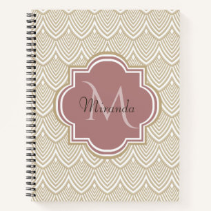 Carnet Élégant Tan Arched Scallops Mauve Monogramme Nom