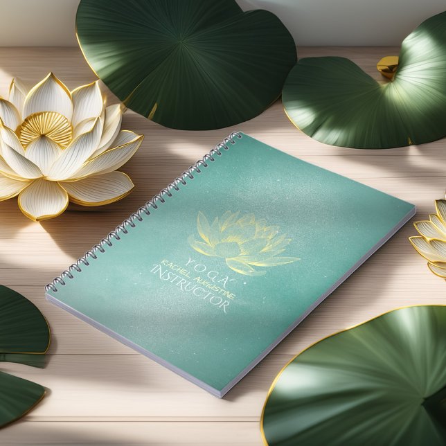 Carnet Élégant Turquoise Gold Lotus YOGA instructeur de m (Créateur téléchargé)