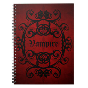 Carnet Élégant vampire gothique damassé rouge et noir