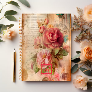 Carnet Élégant Vintage romantique rose floral