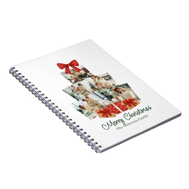 Carnet Elegant Watercolor Red Bow Family Christmas Tree (Côté Droit)