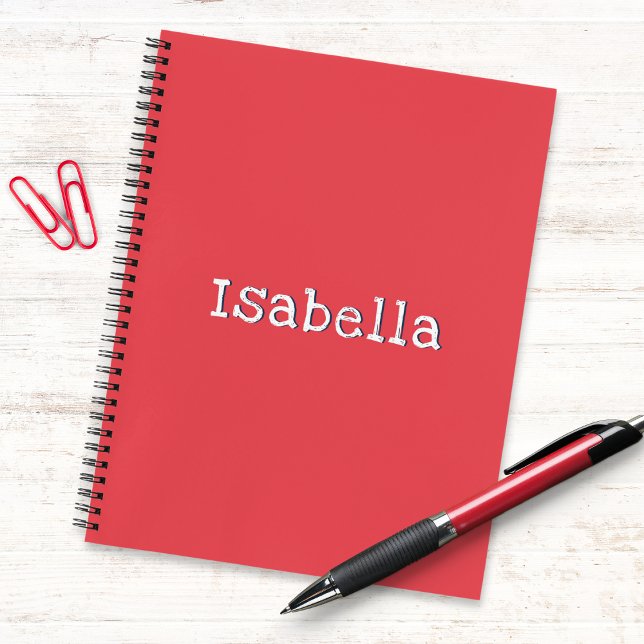 Carnet Elégant Watermelon Rouge Plutôt Stylisé Personnali (A stylish notebook in watermelon red, personalized with a name in modern typography)