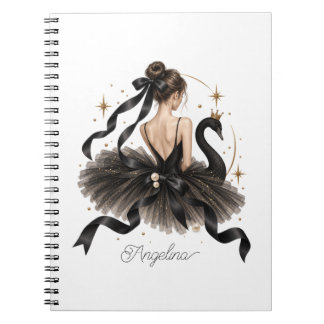 Carnet Élégante Ballerine Cygne Noir Or & Perle