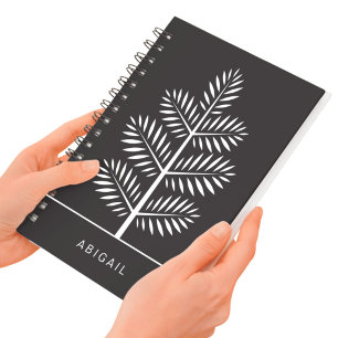 Carnet Élégante Branche Tropicale Botanique Noir Blanc