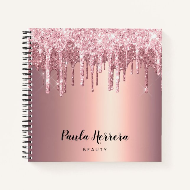 Carnet Elégante élégante rose cuivre gouttes parties scin (Devant)
