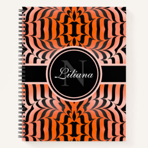 Carnet Elégante esthétique Peau de tigre orange et noir