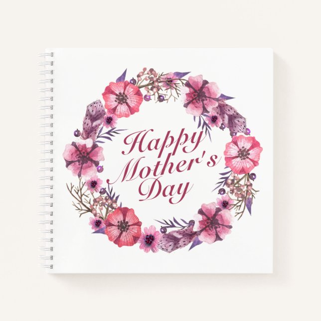 Carnet Elégante Fête des Mères Floral Wreath Guestbook (Devant)