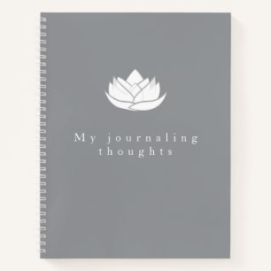Carnet Élégante Fleur de lotus blanc et gris Modèle