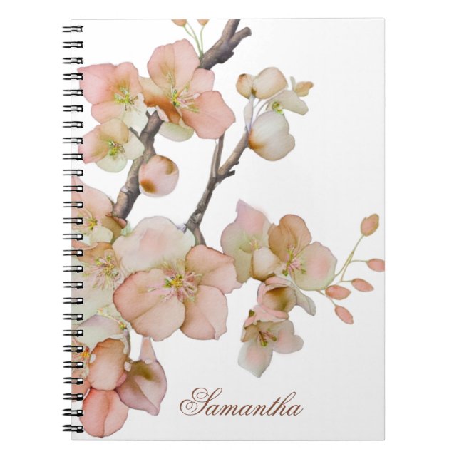 Carnet Elégante florale de couleur d'eau (Devant)