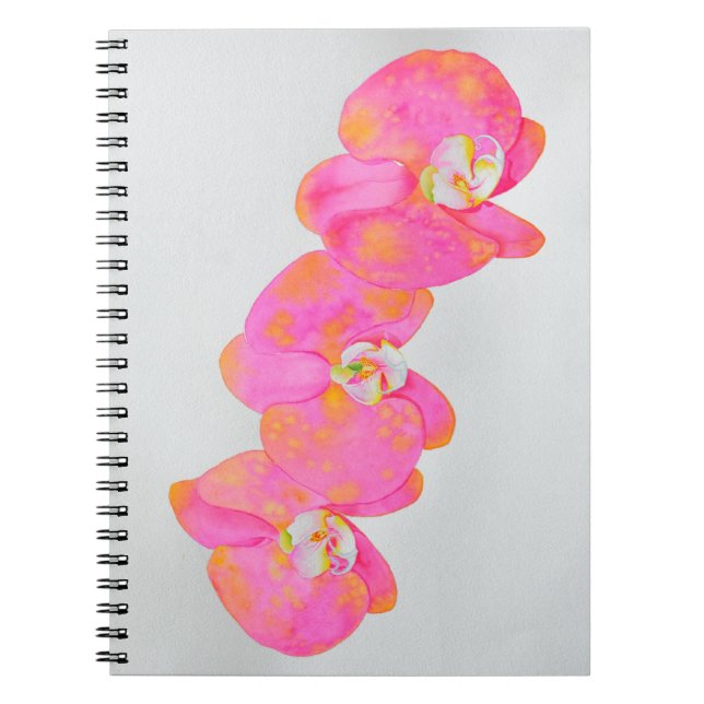 Carnet Elégante florale orange rose orchidées (Devant)