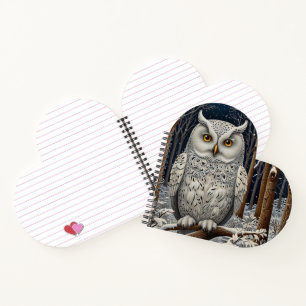 Carnet Élégante forêt d'hiver de chouette blanche boho